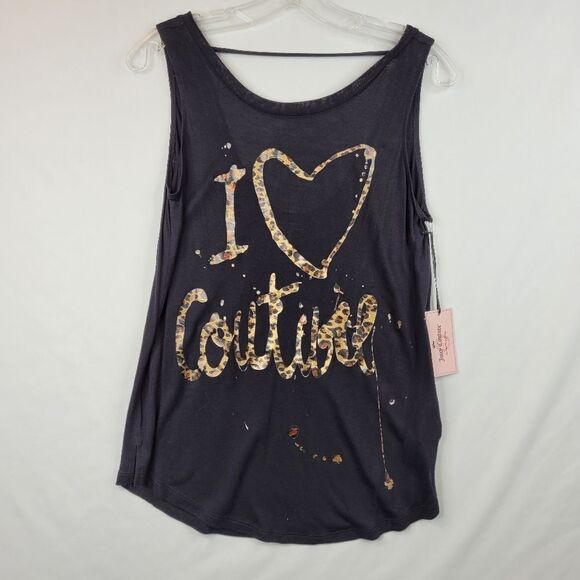 NEW JUICY COUTURE I love black gold leopard sleeveless oversized top small NWT - Picture 4 of 13